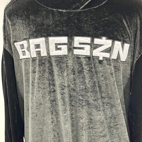 Pimperelli Black Velvet Hooded Zip Front Jacket - Size XL - Picture 5 of 6